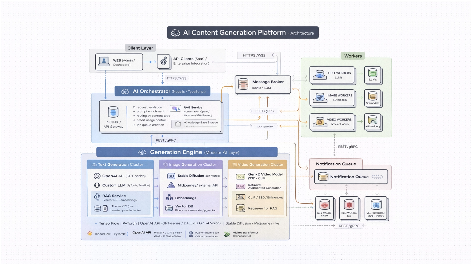 Приклад архітектури для розробки платформи для AI генерації контенту
