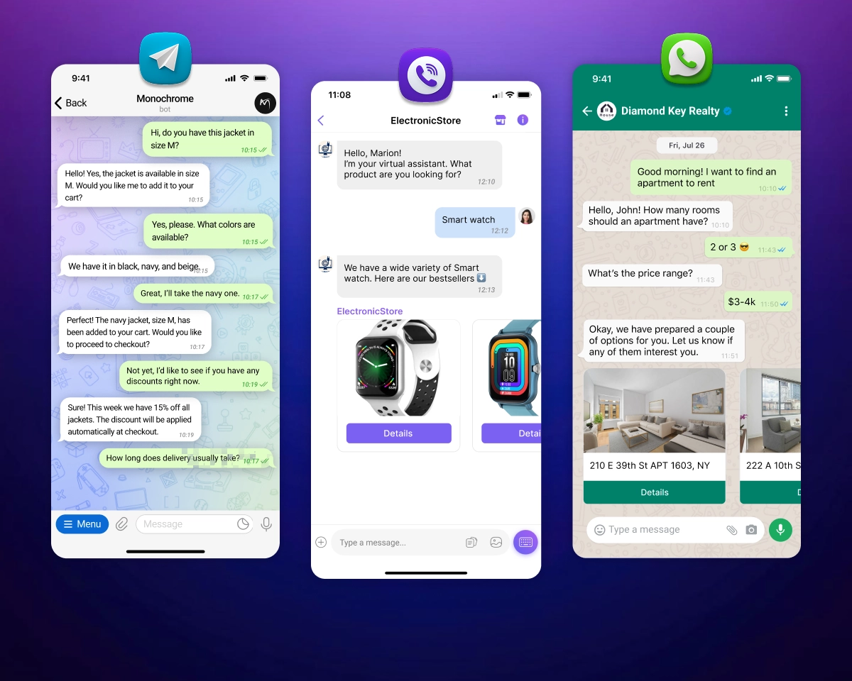 AI bots for Telegram, WhatsApp and Viber