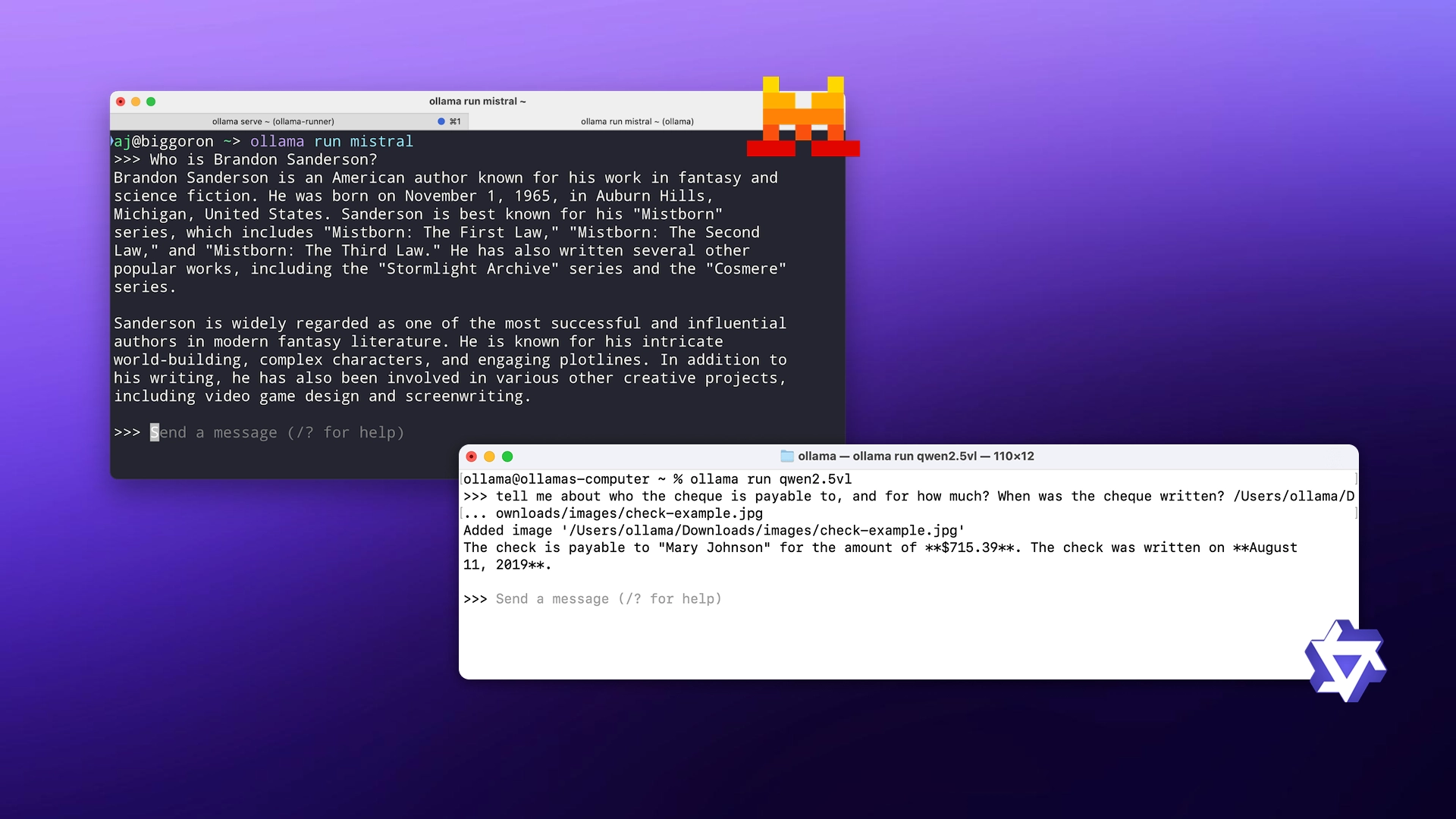 Testing Mistral and Qwen text and multimodal AI models using Ollama on a Mac Mini