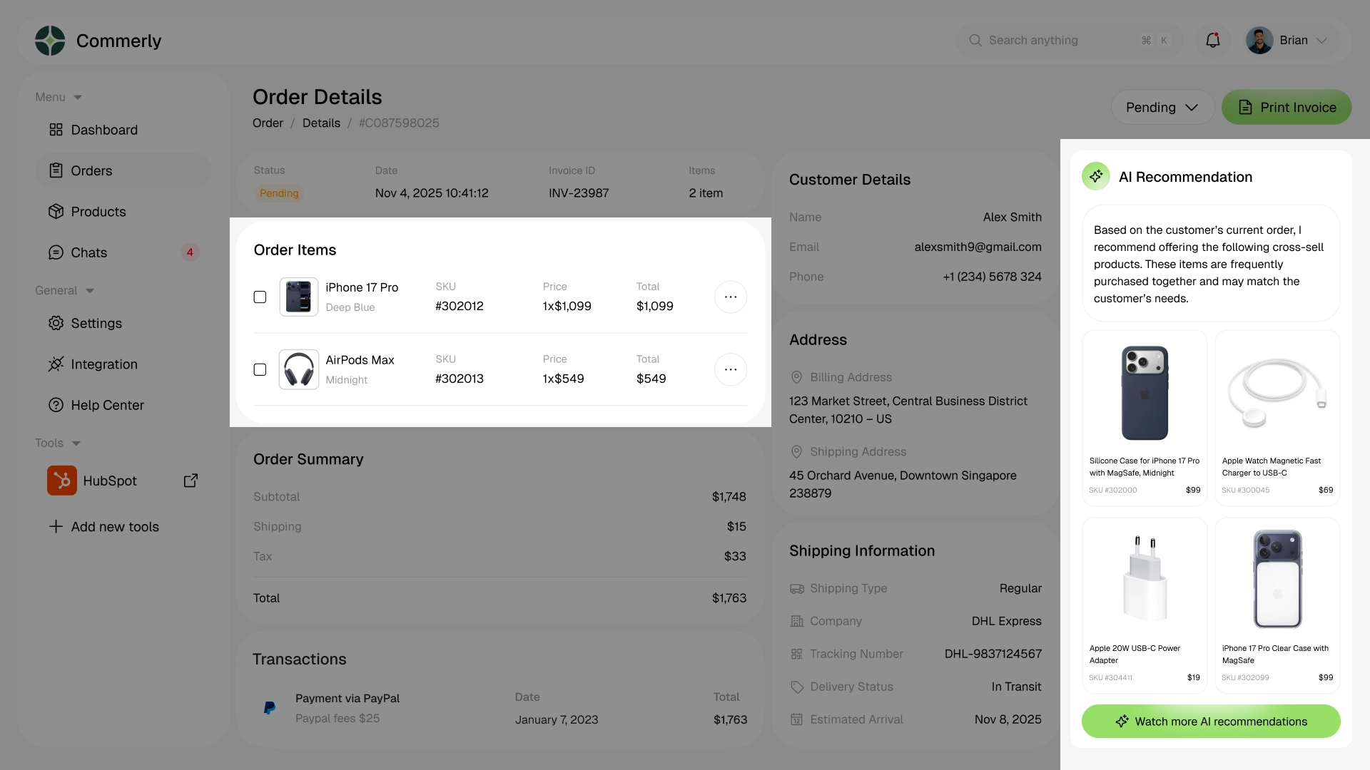 Personalized AI recommendations for upsells and cross-sells