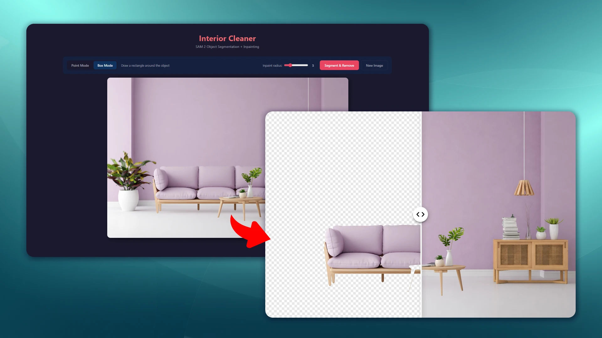 Removing an object from a photo and a transparent background – AI background removal