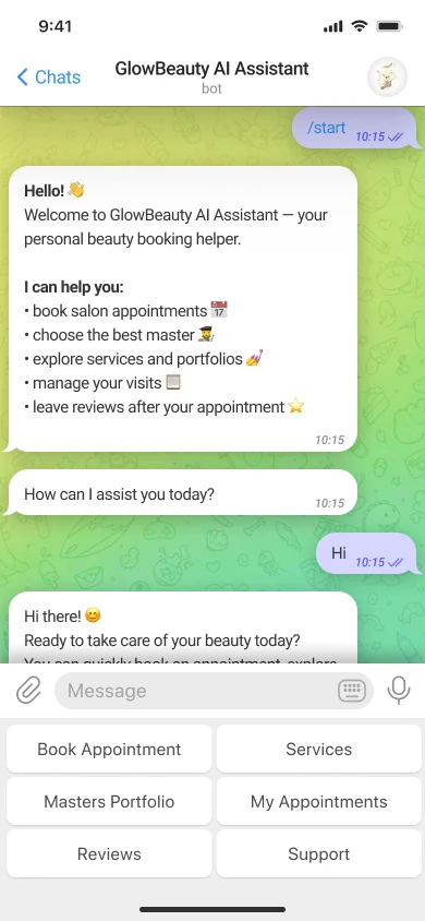 AI Telegram бот для салону краси