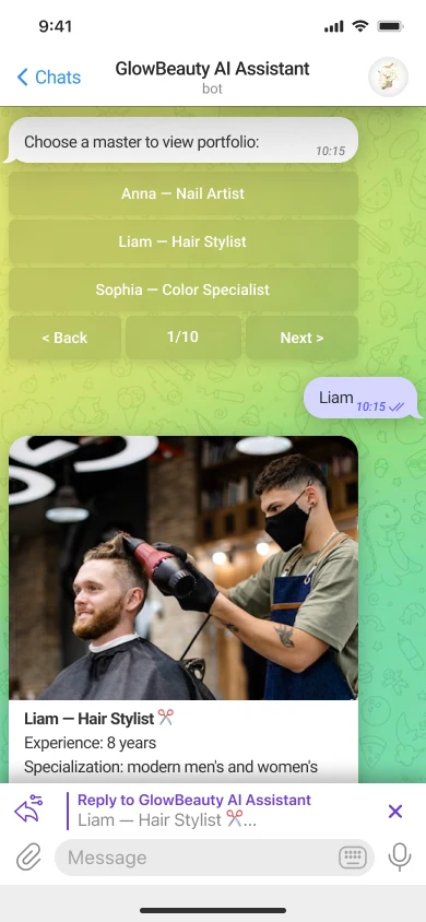 AI Telegram бот для салону краси