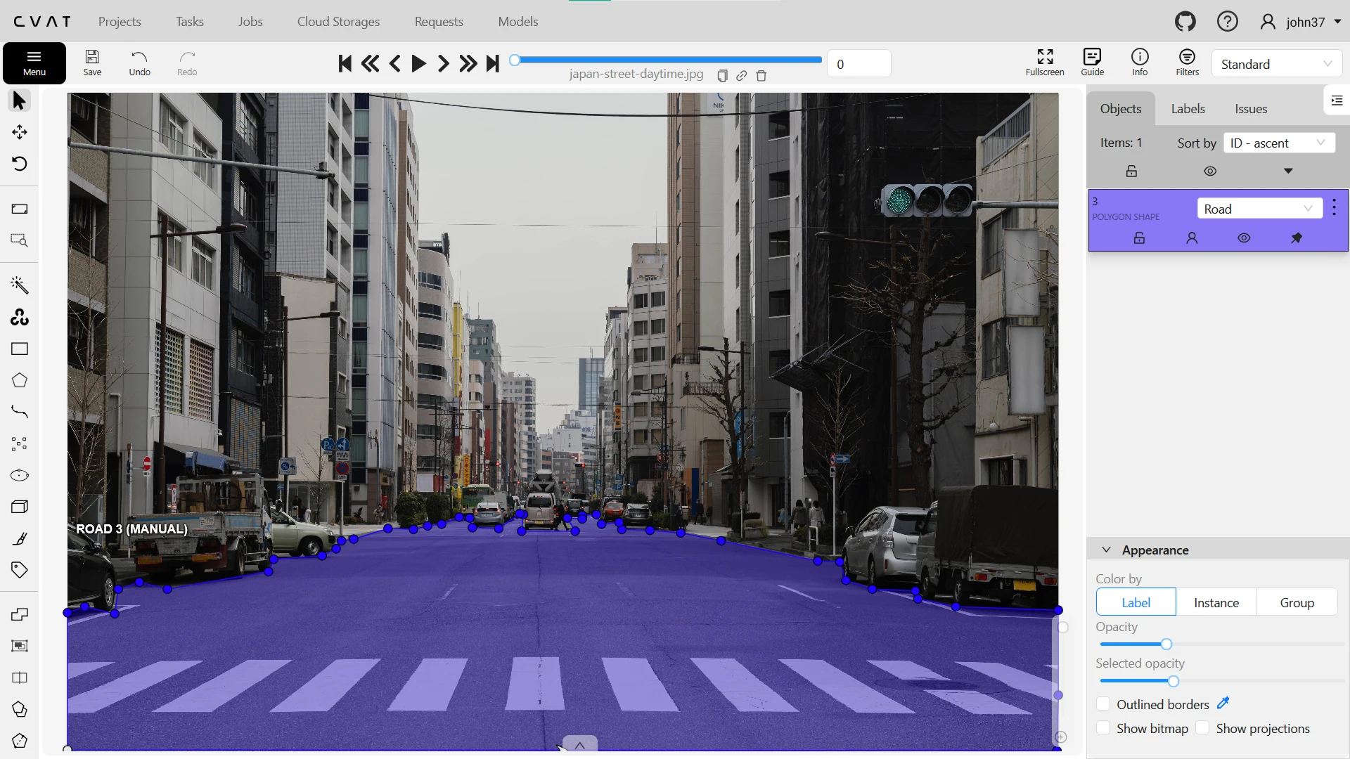 Семантическая сегментация в CVAT с использованием аннотирования формы полигона для обучения модели компьютерного зрения