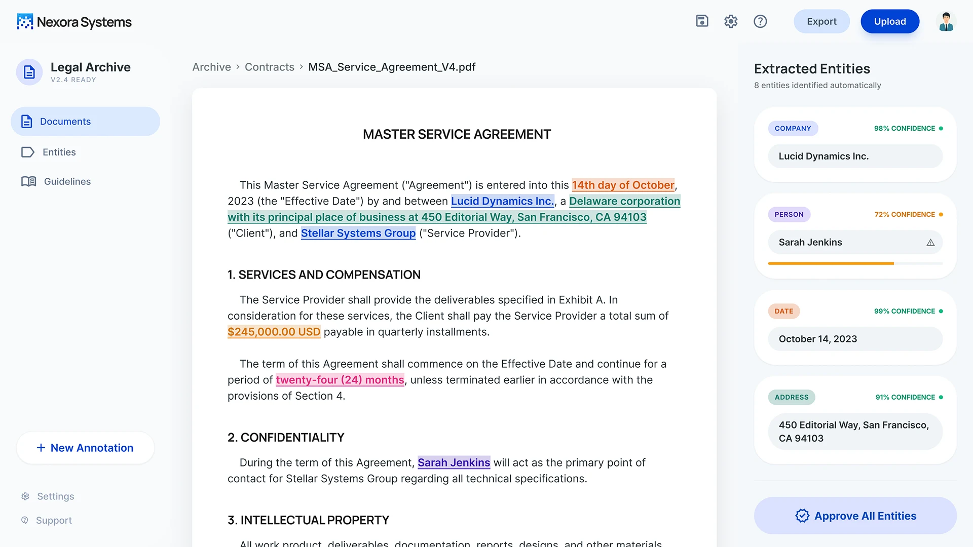 Інтерфейс розпізнавання сутностей у документах із виділенням ключових даних