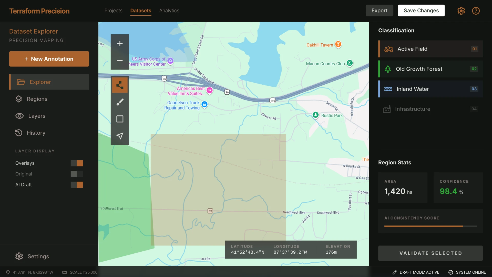 Інтерфейс розмітки супутникових зображень для аналізу земель та екології