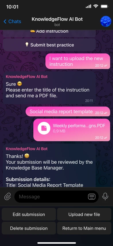AI Telegram бот для внутрішньої бази знань